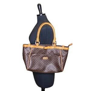 Rioni Kendall Weekender Tote Brown Canvas Leather Satchel